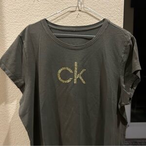 Calvin Klein Olive Tee with Gold Logo